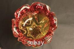 Mid-Century Pink, Amber Glass Bowl by Josef Hospodka, Chribska Glassworks, Czech
