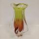 Mid Century Vibrant green & pink art glass Chribska sommerso vase