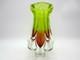 Mid Century Vibrant green & pink art glass Chribska sommerso vase