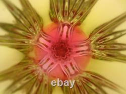 Mid Century Vibrant green & pink art glass Chribska sommerso vase