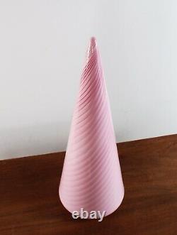 Mid Century Vintage Italian Vetri Murano Swirl Art Glass Pink Cone Table Lamp