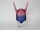 Mid Century purpe & pink art glass Chribska sommerso cats head vase