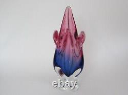 Mid Century purpe & pink art glass Chribska sommerso cats head vase