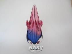 Mid Century purpe & pink art glass Chribska sommerso cats head vase