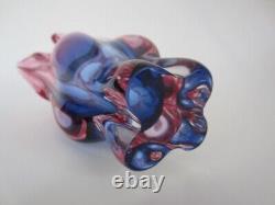 Mid Century purpe & pink art glass Chribska sommerso cats head vase