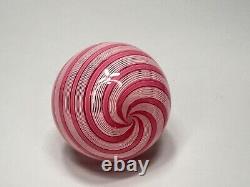 Mid-centiry Italy Murano Latticino Swirl Glass Miniature Vase Pink White