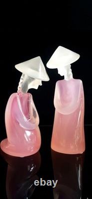 Mid-century Archimede Seguso Labelled Murano Glass Pink Alabastro Asian Sculptur