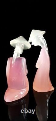 Mid-century Archimede Seguso Labelled Murano Glass Pink Alabastro Asian Sculptur