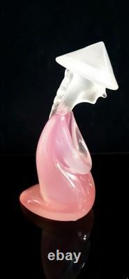 Mid-century Archimede Seguso Labelled Murano Glass Pink Alabastro Asian Sculptur