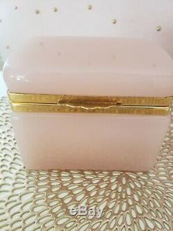 Midcentury Murano Glass Casket Box, Pink Opaline, Fratelli Ferro, Italian Glass