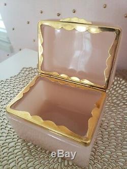 Midcentury Murano Glass Casket Box, Pink Opaline, Fratelli Ferro, Italian Glass