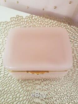 Midcentury Murano Glass Casket Box, Pink Opaline, Fratelli Ferro, Italian Glass