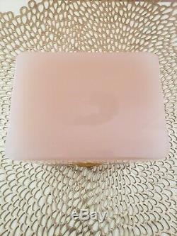 Midcentury Murano Glass Casket Box, Pink Opaline, Fratelli Ferro, Italian Glass