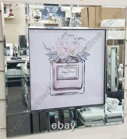 Miss Diva perfume bottle decor pictures with liquid art, crystals & mirror frames