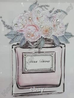 Miss Diva perfume bottle decor pictures with liquid art, crystals & mirror frames