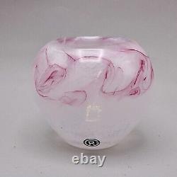 Modern Rare Robert Oldergaarden Hand Blown Glass Pink Vase Art Deco Signed Work