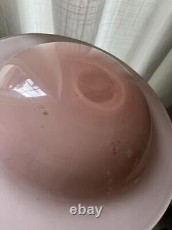 Modernist Empoli Rose Pink Cased Glass Bowl Vintage Mid Century Italy Scandi