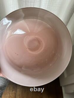 Modernist Empoli Rose Pink Cased Glass Bowl Vintage Mid Century Italy Scandi