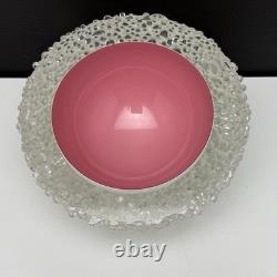 Molly Stone Modern Art Glass Sculpture Reflecting Bowl Pink Vintage Signed
