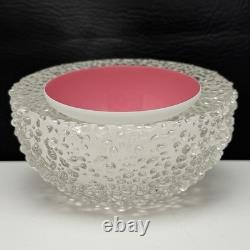 Molly Stone Modern Art Glass Sculpture Reflecting Bowl Pink Vintage Signed