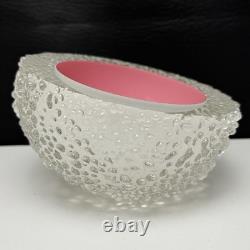 Molly Stone Modern Art Glass Sculpture Reflecting Bowl Pink Vintage Signed
