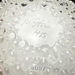 Molly Stone Modern Art Glass Sculpture Reflecting Bowl Pink Vintage Signed