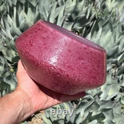 Monart Scottish Art Glass Bowl Vase Mottled Pink Bubbles Moncrieff Ysart Vintage