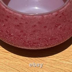Monart Scottish Art Glass Bowl Vase Mottled Pink Bubbles Moncrieff Ysart Vintage