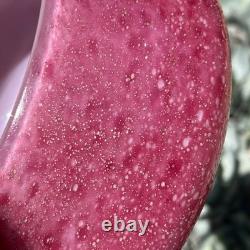 Monart Scottish Art Glass Bowl Vase Mottled Pink Bubbles Moncrieff Ysart Vintage