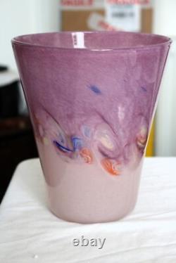 Monart Vasart Strathearn Perthshire Lilac Pink Glass Vase Leaping Salmon 19cm