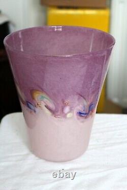 Monart Vasart Strathearn Perthshire Lilac Pink Glass Vase Leaping Salmon 19cm