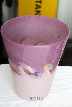 Monart Vasart Strathearn Perthshire Lilac Pink Glass Vase Leaping Salmon 19cm