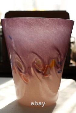 Monart Vasart Strathearn Perthshire Lilac Pink Glass Vase Leaping Salmon 19cm