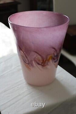 Monart Vasart Strathearn Perthshire Lilac Pink Glass Vase Leaping Salmon 19cm