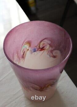 Monart Vasart Strathearn Perthshire Lilac Pink Glass Vase Leaping Salmon 19cm