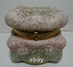 Monroe Wavecrest Billow Ware 5 Hinged Jewelry Box Pastel Pink & Green withEnamel