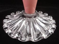 Monumental Victorian Triple Cased Pink / Yellow Art Glass Vase Applied Rigaree