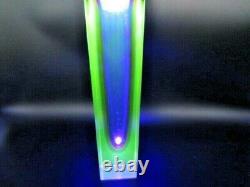 Monumental vase 12in blue blue green pink facet cut Murano sommerso art glass