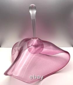 Morna Tudor Graceful Folds Art Glass Perfume Bottle Fushia Pink Signed and Dated