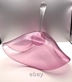 Morna Tudor Graceful Folds Art Glass Perfume Bottle Fushia Pink Signed and Dated