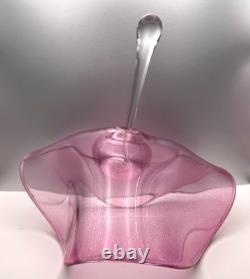 Morna Tudor Graceful Folds Art Glass Perfume Bottle Fushia Pink Signed and Dated