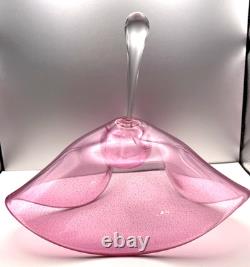 Morna Tudor Graceful Folds Art Glass Perfume Bottle Fushia Pink Signed and Dated
