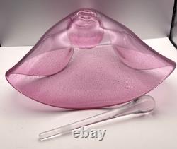 Morna Tudor Graceful Folds Art Glass Perfume Bottle Fushia Pink Signed and Dated