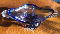 Moser Mstisov Glass Bowl Blue And Salmon Czech Art Glass LARGE 2.8kg 1960s
