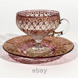 Moser cup pink glass enameled gold 1900's era Loetz Legras Decorative arts