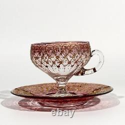 Moser cup pink glass enameled gold 1900's era Loetz Legras Decorative arts