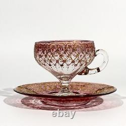 Moser cup pink glass enameled gold 1900's era Loetz Legras Decorative arts