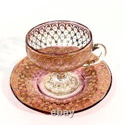 Moser cup pink glass enameled gold 1900's era Loetz Legras Decorative arts