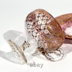 Moser cup pink glass enameled gold 1900's era Loetz Legras Decorative arts