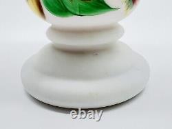 Mossy Rose Vase Fenton For L. G. Wright Pink Ruffle Rim White Satin Finish X 2